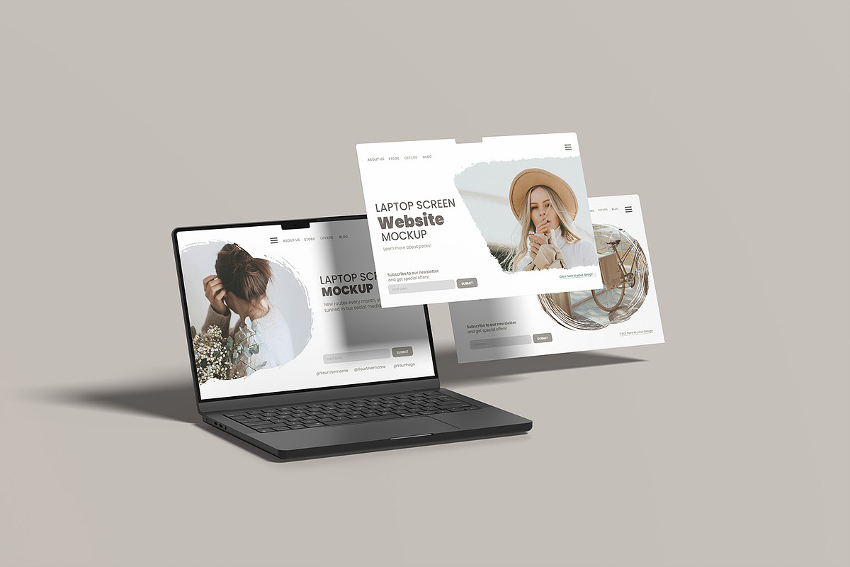 Laptop Screen Website Mockup, a Device Mockup by ZifaraDesign (Photo 2 of 5)