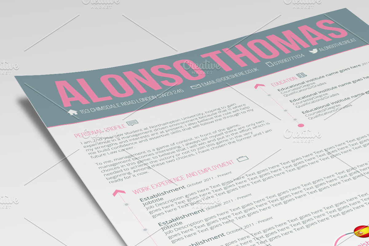 Bubblegum CV/Resume + Business Card, a Resume Template by Valeur Design (Photo 5 of 6)