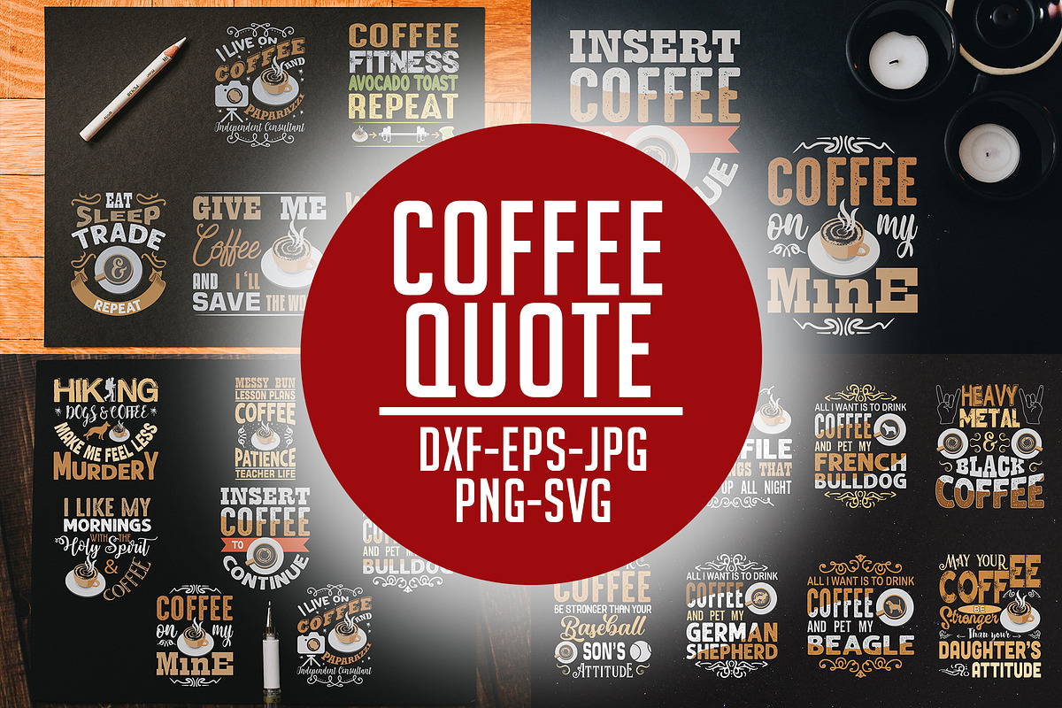 Coffee Quotes SVG Cricut Vol 7, a Decorative Illustration by Tosca Digital (Photo 1 of 5)