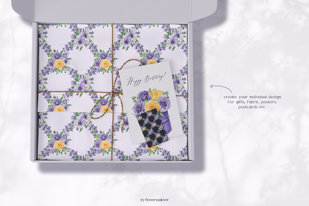 Watercolor Flowers Set Purple Garden, a Decorative Illustration by ViktoriyaD (Photo 13 of 14)