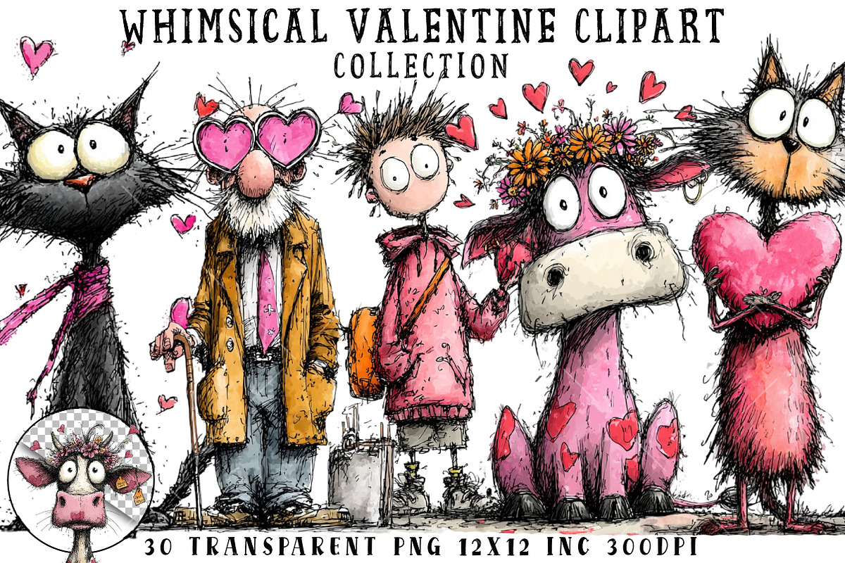Whimsical Valentine Clipart, an Illustration by OK Design (Photo 1 of 6)