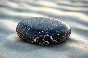Black zen meditation stones on the b, a Health & Medical Photo by AlyaAnd