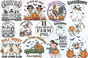 Vintage Halloween Farm PNG Bundle, an Illustration by CraftArtStudio