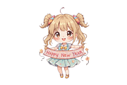 Girl Happy New Year Clipart, a Decorative Illustration by Creative design (Thumbnail 2 of 7)