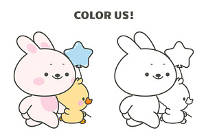 Coloring template for children with, an Animal Illustration by Valerie Bodnar