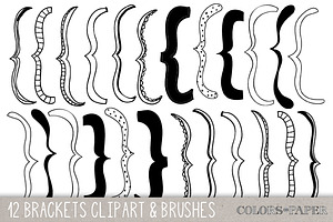 Hand drawn Brackets Clipart, Brushes