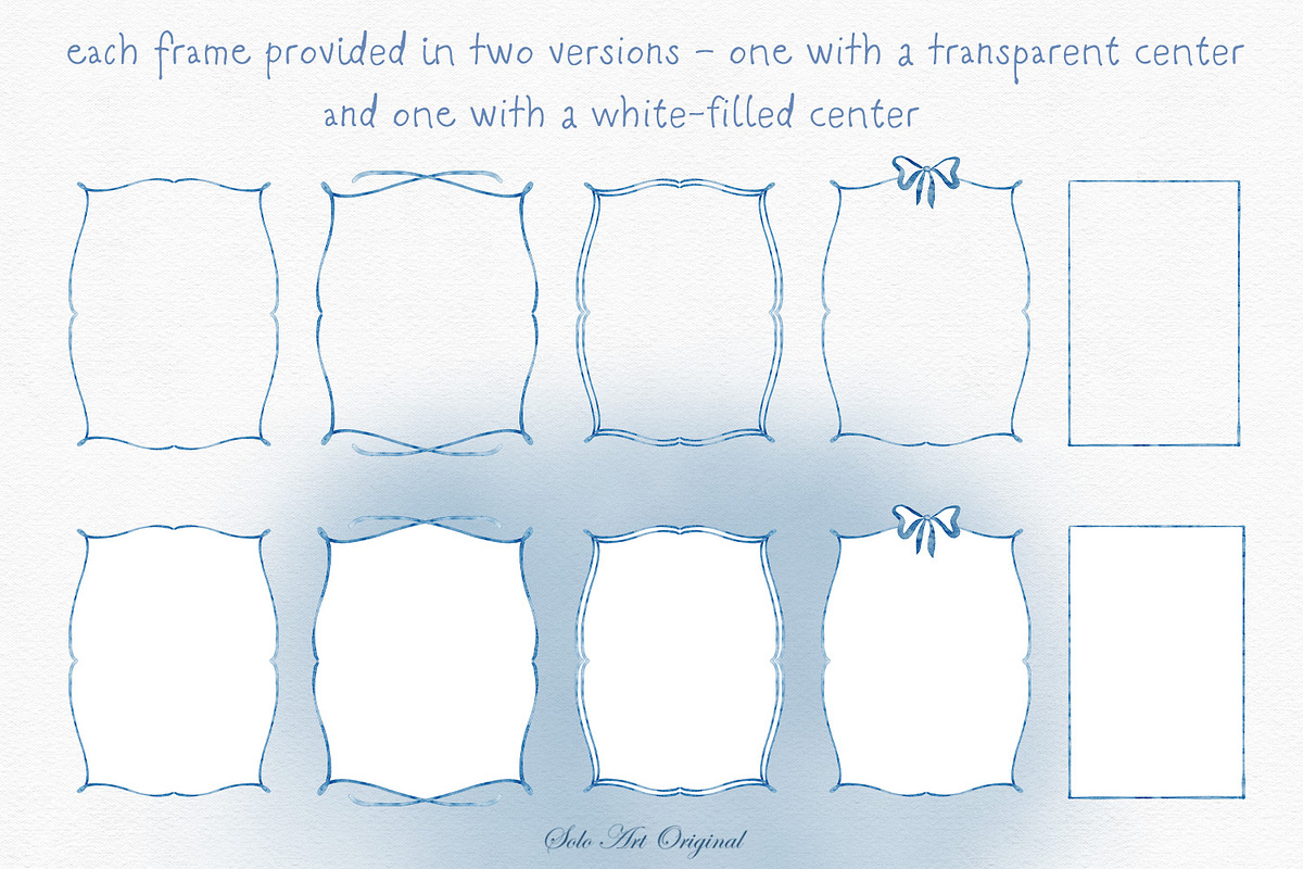 Watercolor Hand-Drawn Blue Frames, an Object Graphic by Solo Art Original (Photo 4 of 12)