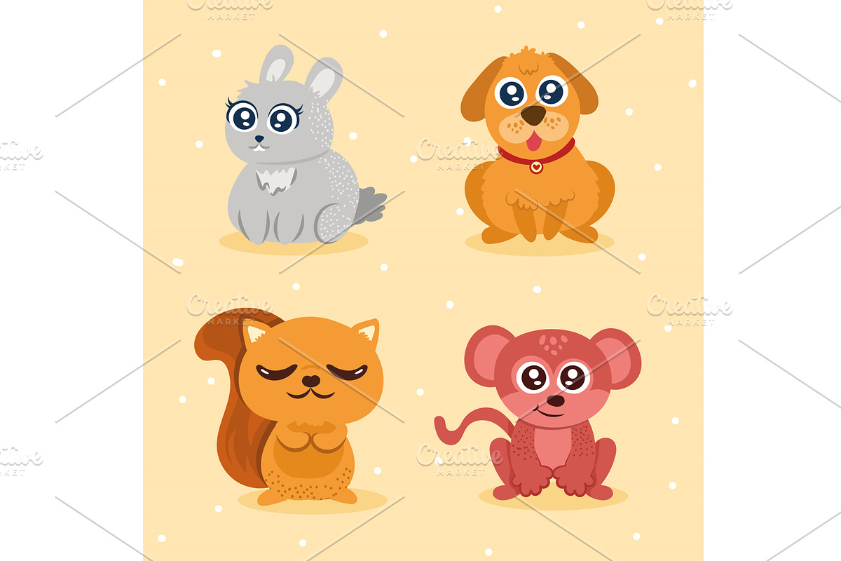 four cute animals characters, an Animal Illustration by studiogstock