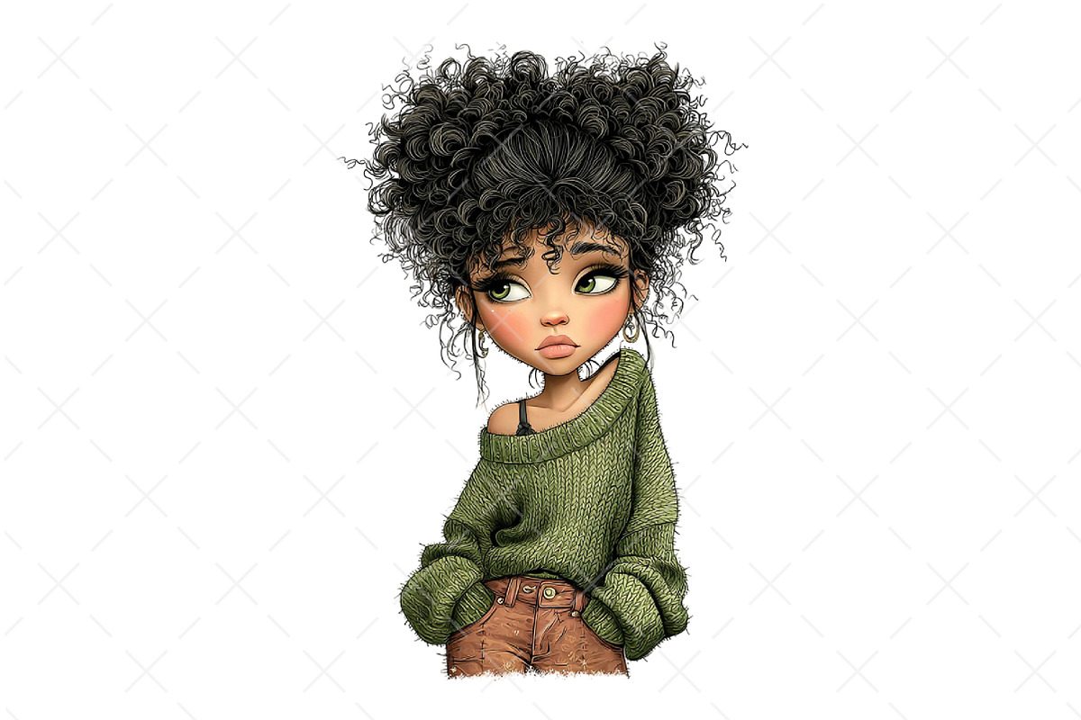 Quirky Grumpy Black Girl Clipart, a Seasonal Illustration by Craft Nest (Photo 11 of 12)
