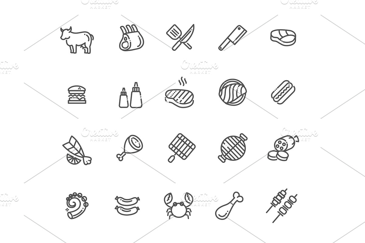 Set of Meat Icons, a Food Illustration by Tettygreen (Photo 3 of 3)