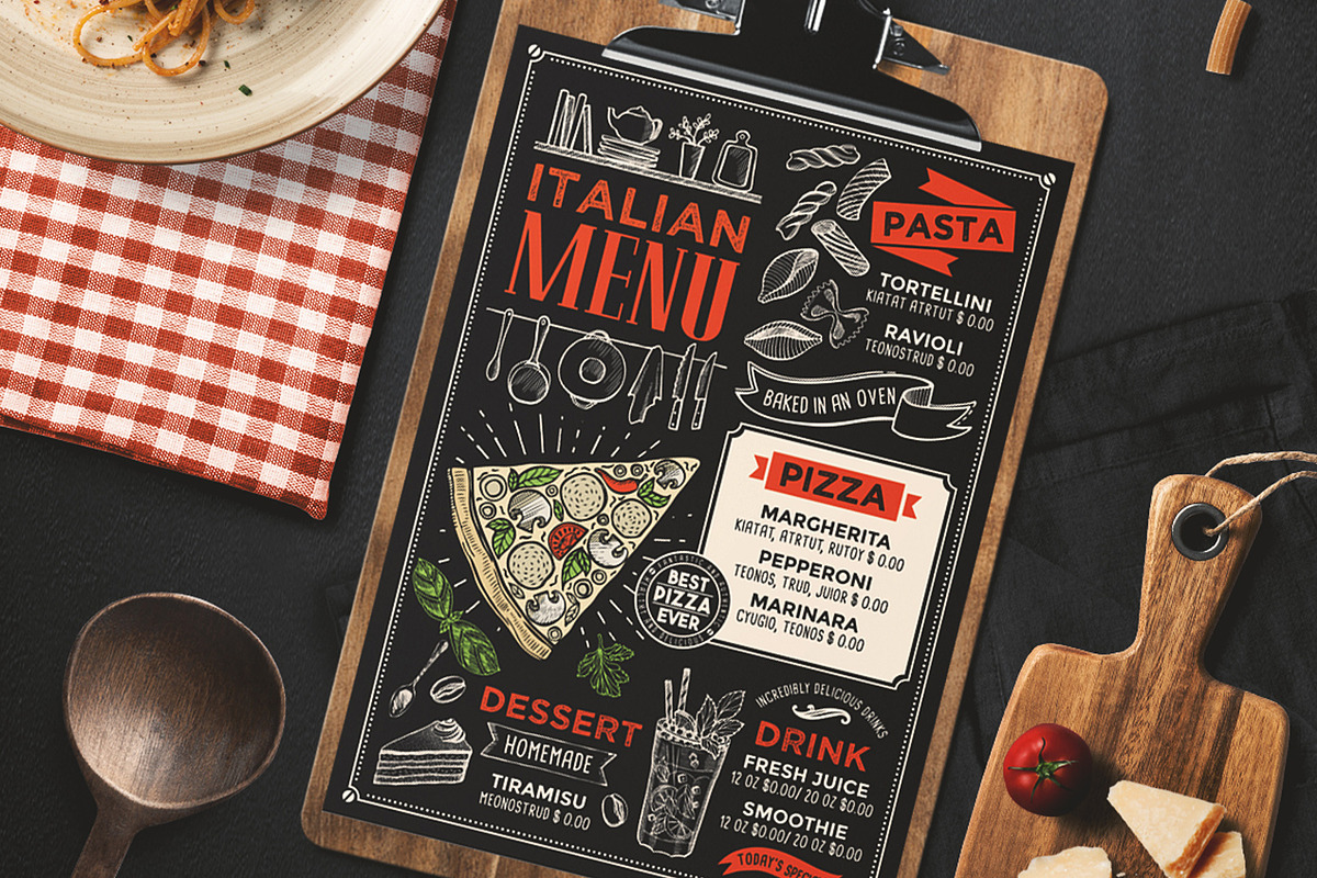 FREE! Trifold + Italian Food Menu, a Brochure Template by BarcelonaShop (Photo 3 of 4)
