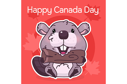Cute beaver canadian symbol, a Poster Template by The img