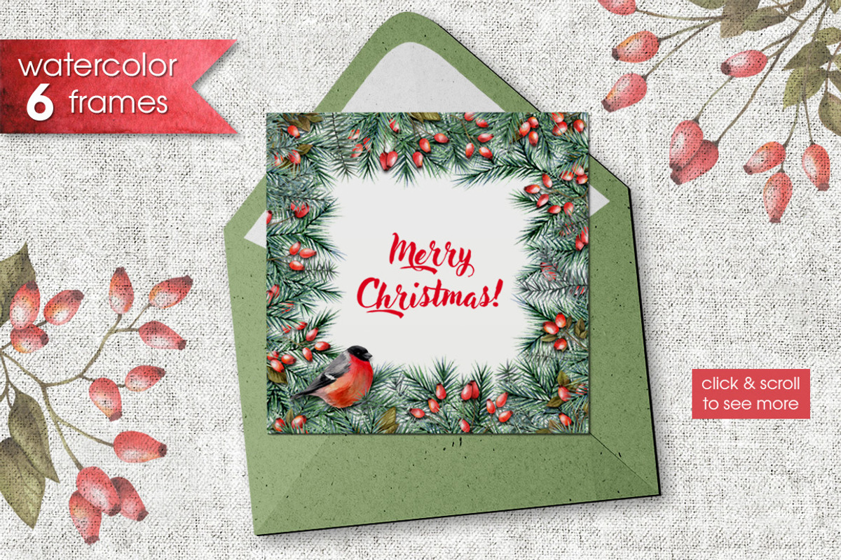 Watercolor Christmas cliparts, a Decorative Illustration by Anastasia Koba (Photo 6 of 12)