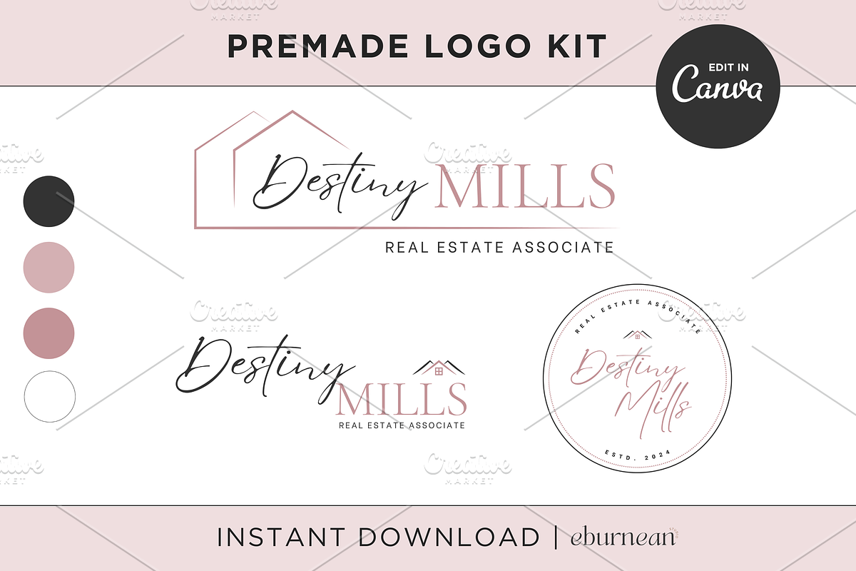 Real Estate Logo Template Kit Canva, a Branding & Logo Template by Studio Eburnean (Photo 1 of 4)