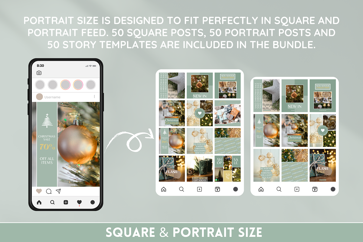 Green Christmas Instagram Templates preview 4