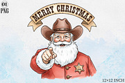 Merry Christmas Cowboy Santa Sublima, an Illustration by Libby Wishes (Thumbnail 1 of 6)
