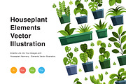 Houseplant Elements Vector Illustrat, a Decorative Illustration by KAZ by IanMikraz Studio (Thumbnail 1 of 3)