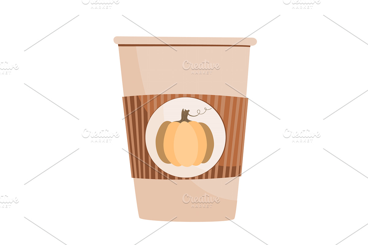 Cardboard paper cup with pumpkin, a Food Illustration by Toltemara