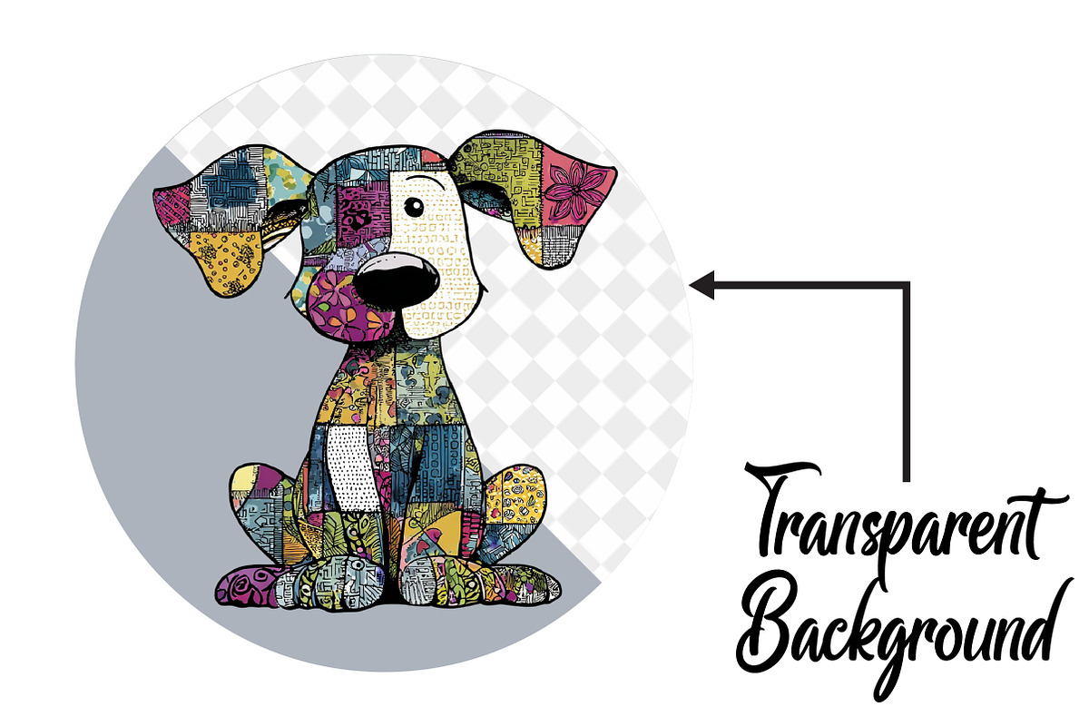 Colorful Patchwork Dog Clipart, an Illustration by Pixels.Craft (Photo 2 of 6)