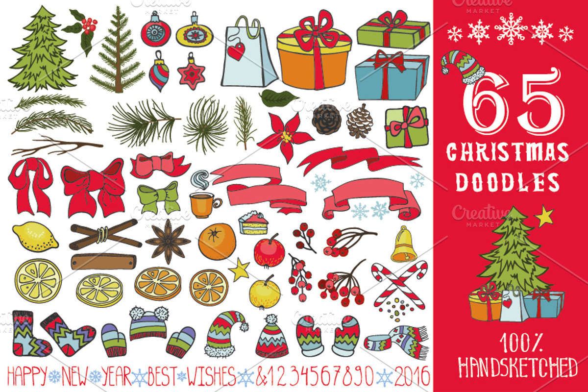 65 Christmas doodle decoration kit, an Object Graphic by Tatianakost49 (Photo 1 of 3)