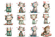 Valentine Day Cat Clipart, an Illustration by DreamArtGraphic (Thumbnail 3 of 4)