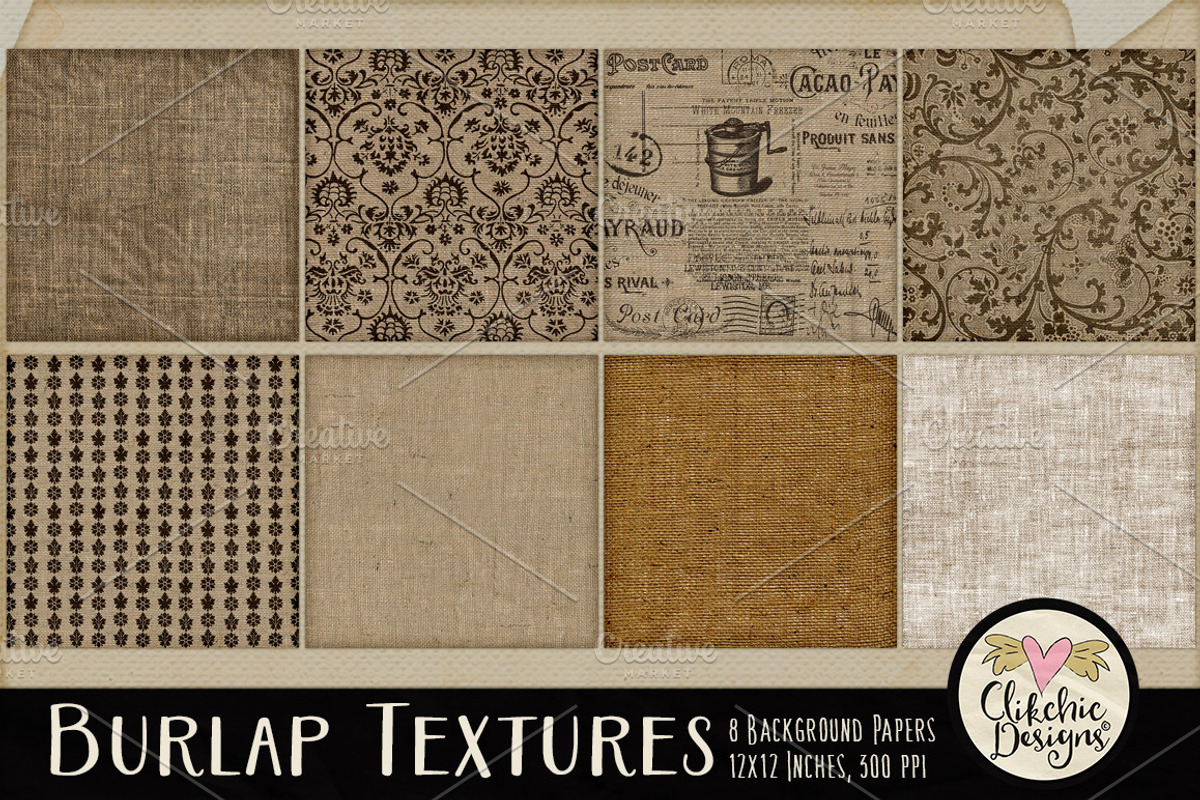 Burlap Texture Background Papers, a Texture Graphic by Clikchic Designs (Photo 2 of 5)