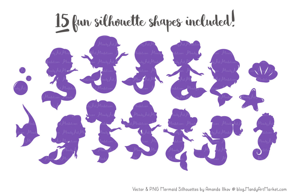 Shades of Purple Mermaid Clipart, an Illustration by Amanda Ilkov (Photo 2 of 3)