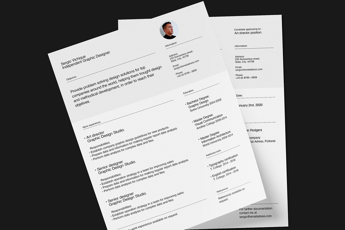 Minimal CV, letterhead & card bundle, a Resume Template by Srg® (Photo 10 of 14)