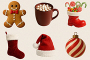 Chic Neon Red Christmas Clipart Bund, an Illustration by SVGArt (Thumbnail 7 of 8)