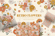 Retro clipart & pattern BUNDLE, a Graphic by Cozy pattern shop (Thumbnail 4 of 5)
