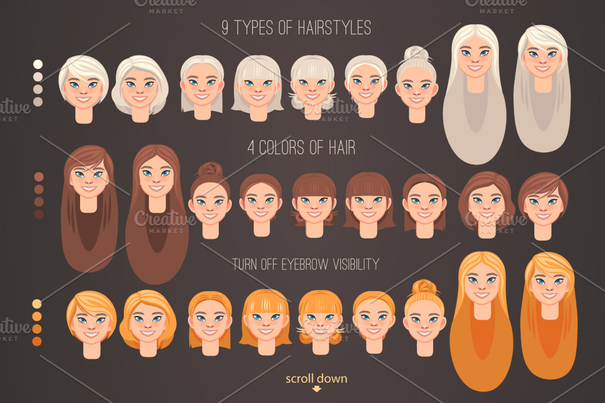 vector Character portrait creator, a Person Illustration by Mandarinkas art (Photo 4 of 8)