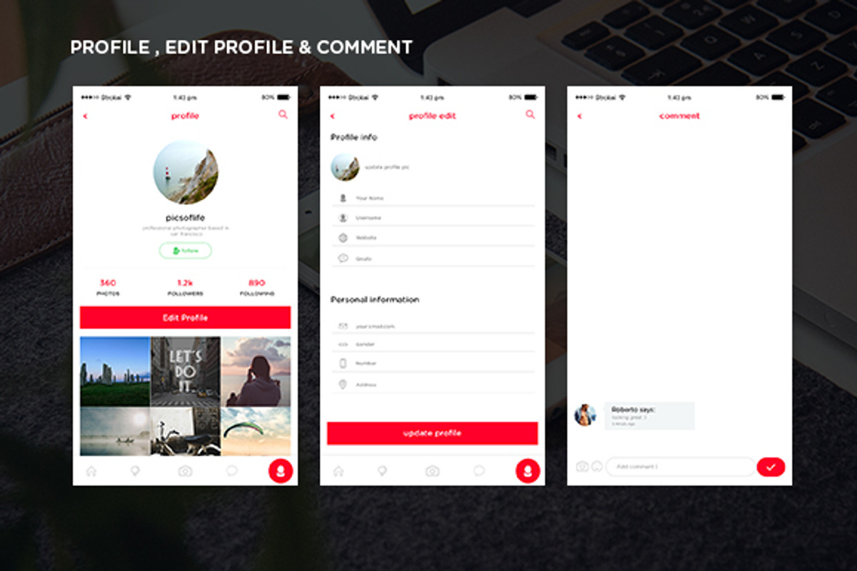 Picshare App UI Kit, an UI Kit Template by Awns Creators (Photo 4 of 5)