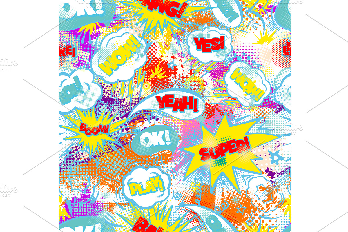 Seamless background with graffiti, a Texture Illustration by Nenahliadava Design