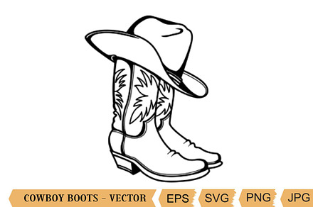 Cowboy boots, western hat vector, an Object Illustration by TanchaArt