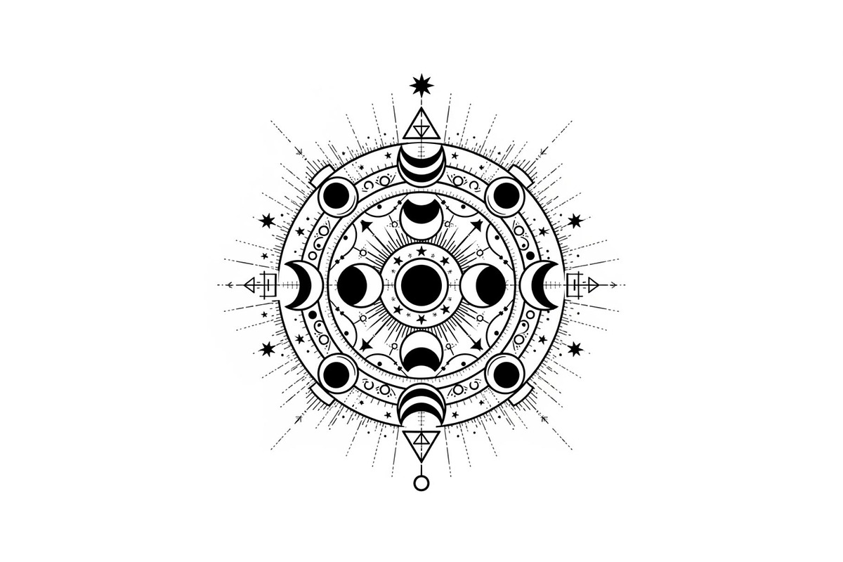 Moon Phase Mandala SVG Bundle, an Illustration by yasushie (Photo 21 of 31)