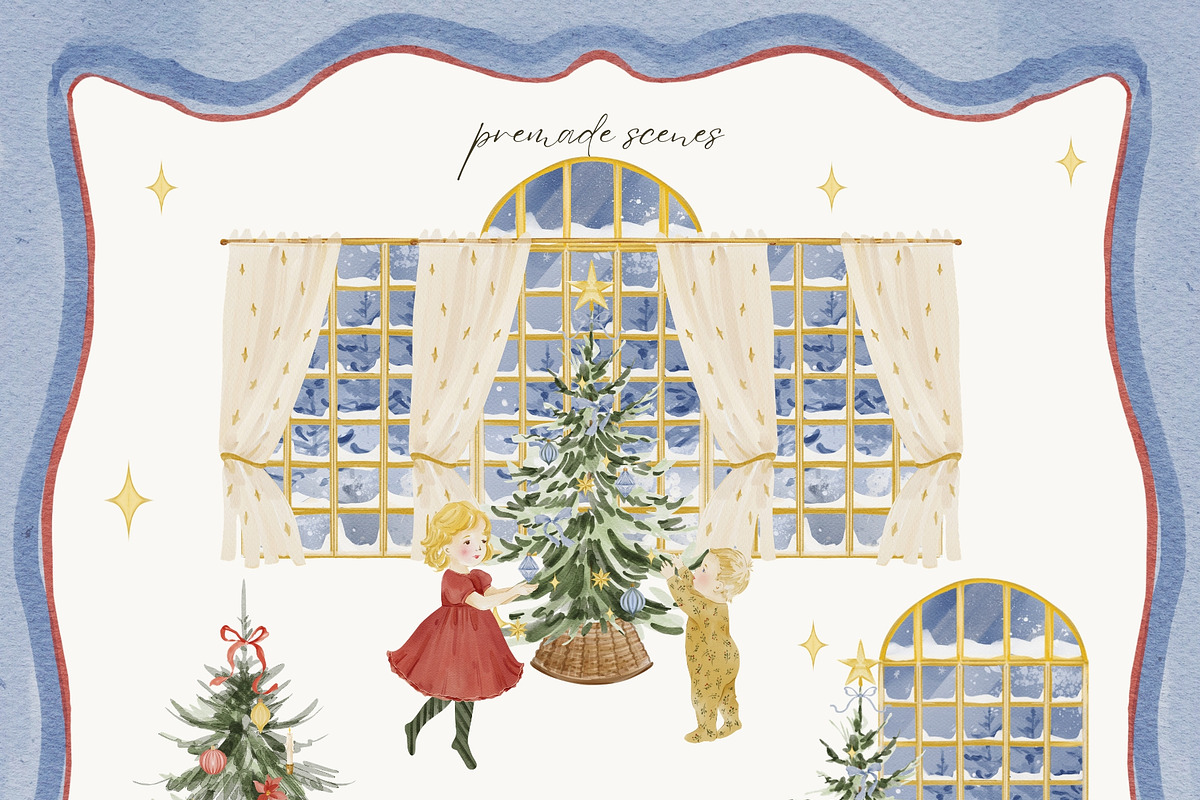 Watercolor Nostalgic Christmas, a Seasonal Illustration by ArtMaslyana (Photo 6 of 12)