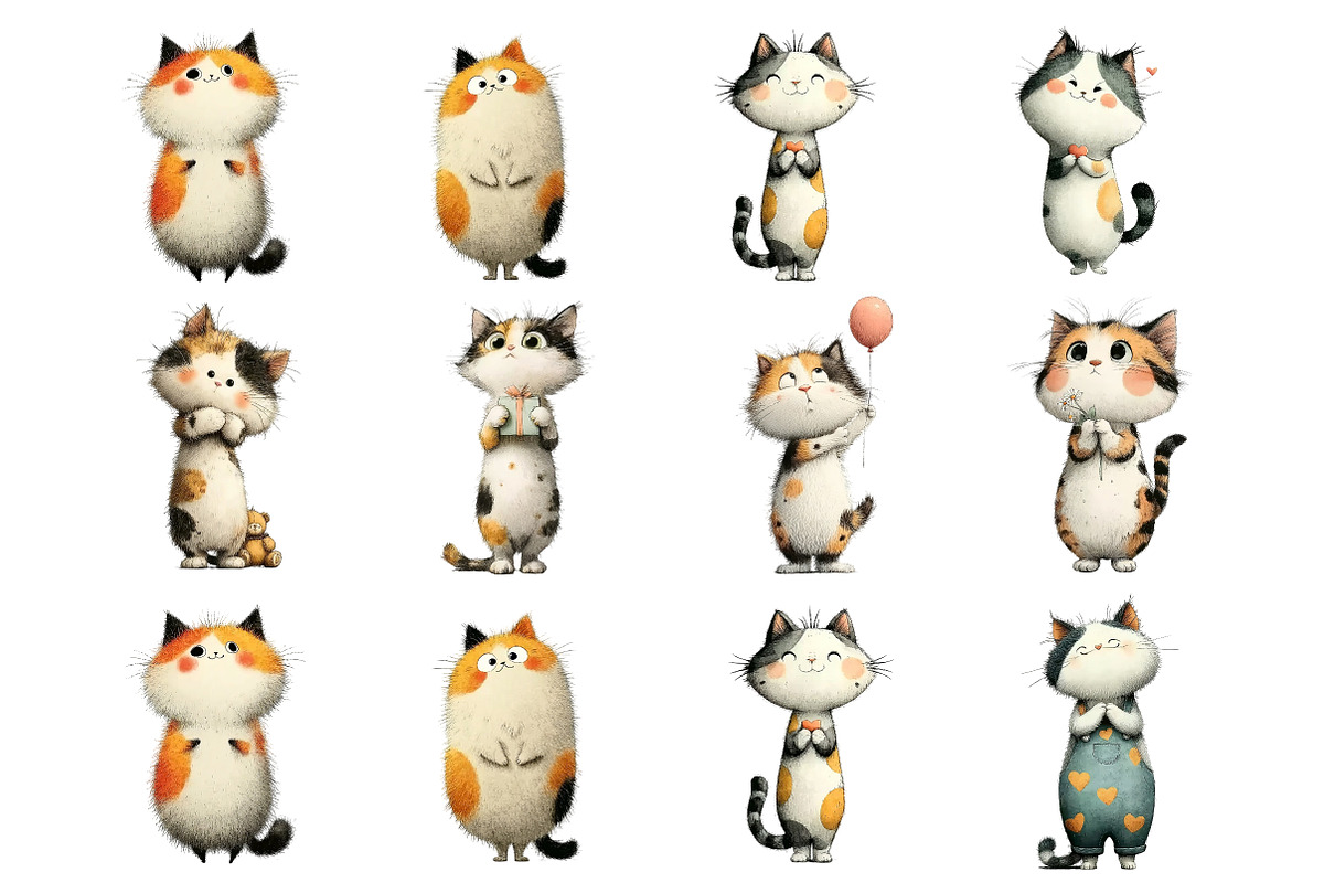 Cute Standing Cat Clipart, an Illustration by DreamArtGraphic (Photo 3 of 4)