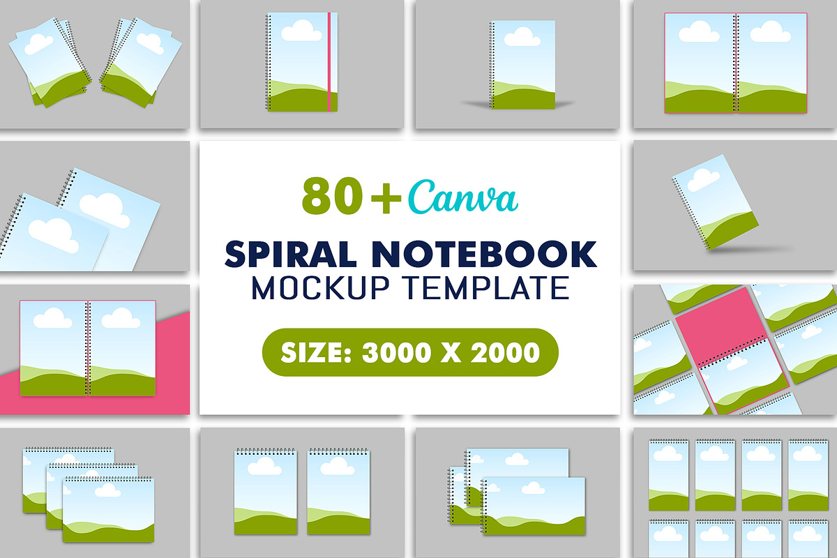 Spiral Notebook Canva Mockup, an Advertising Mockup by Waliullah Solutions (Photo 1 of 7)