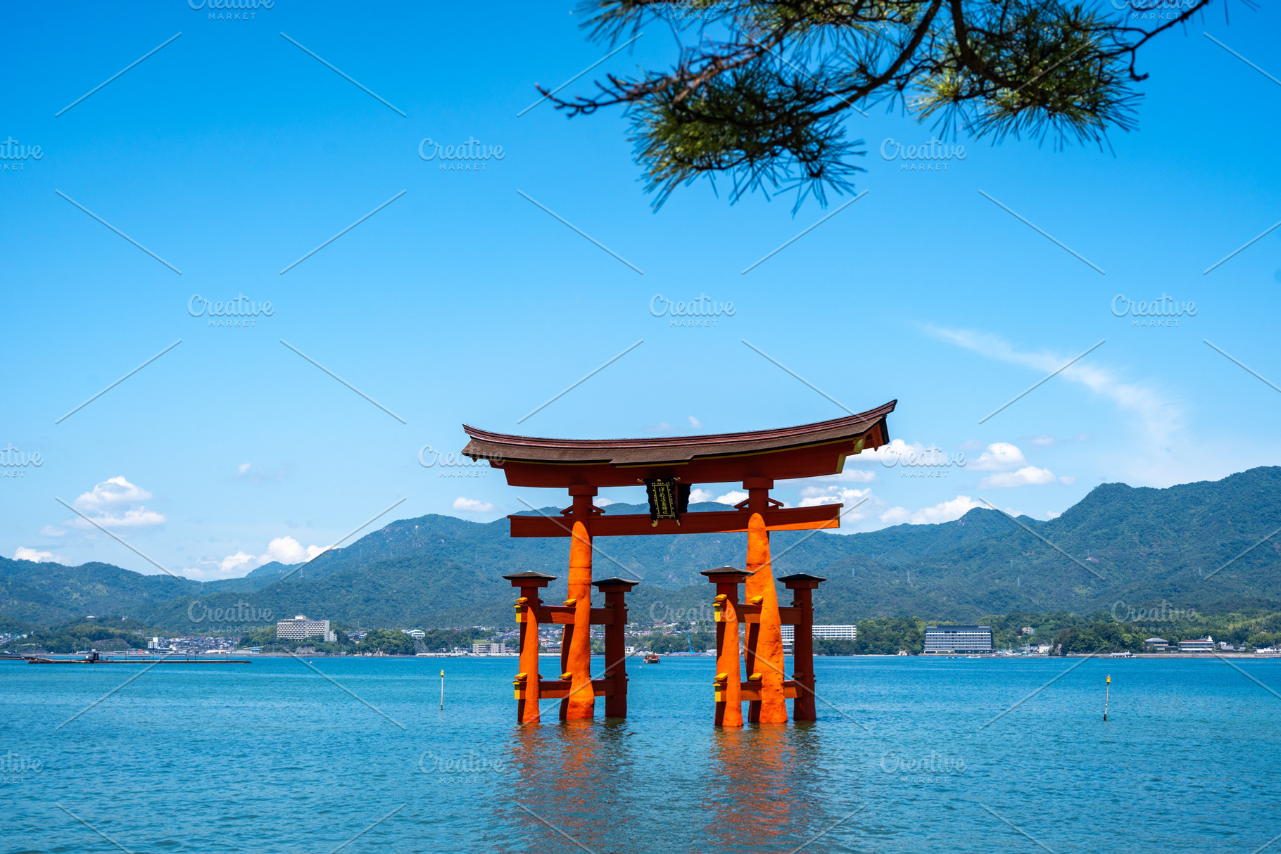 Famous red torii gate of Itsukushima-jinja shrine in Miyajima, J, an Architecture Photo by GoodGoods