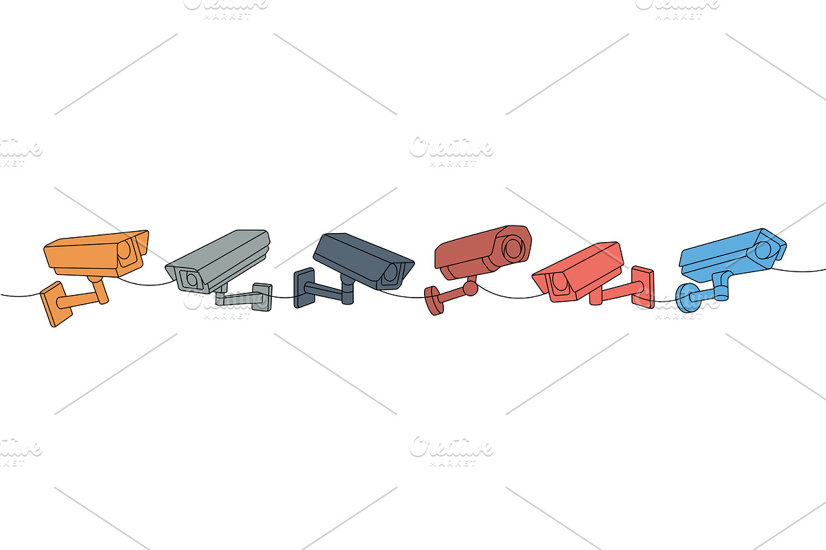 Video cameras one line colored, an Object Illustration by GraphiShop