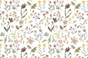 Watercolor Wildflowers Pattern, a Pattern Graphic by Mieken Petra Designs (Thumbnail 2 of 3)