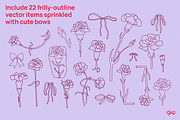 Carnation Flowers Vector Set, a Decorative Illustration by My.Ordinarty (Thumbnail 3 of 10)