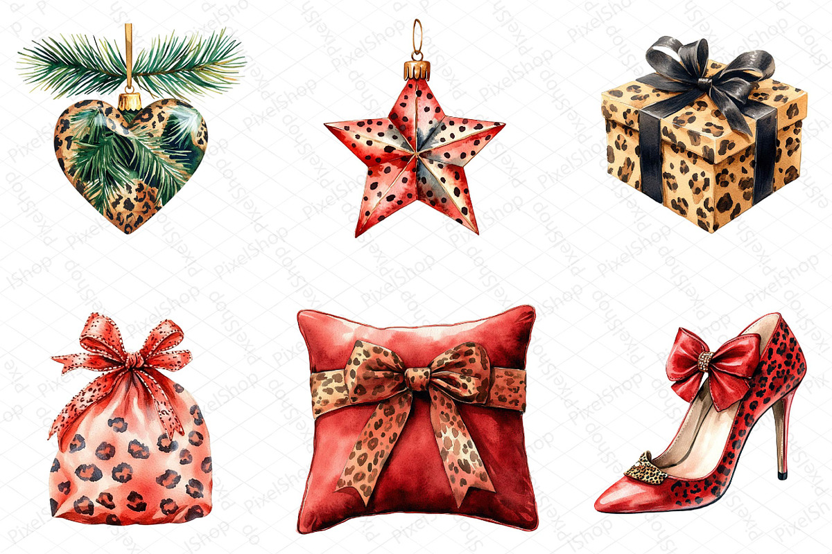 Watercolor Leopard Print Christmas, an Illustration by DreamPrint404 (Photo 6 of 7)