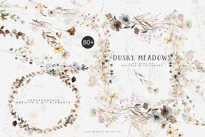 watercolor beige wildflower clipart, a Decorative Illustration by Patishop Art