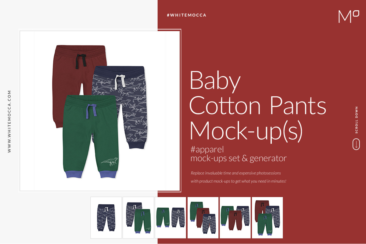Baby Cotton Pants Mock-ups Set, a Bottom Mockup by Mocca Mockups Store (Photo 1 of 22)