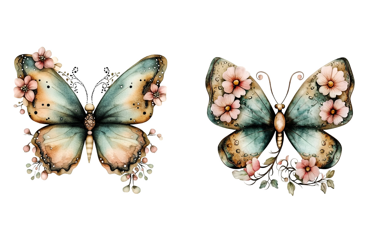 Whimsical Spring Butterfly Clipart, an Illustration by SinaCreation (Photo 10 of 11)