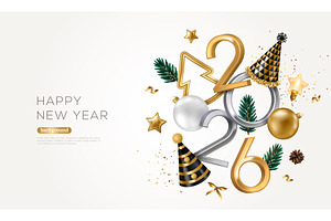 Happy New Year 2026 Poster, an Object Illustration by kotoffei