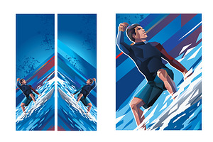 Stylish vector surfer