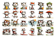 Beach Cat Watercolor Clipart, an Animal Illustration by Nicolle's Colorful Art (Thumbnail 2 of 4)