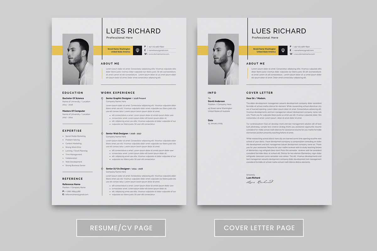 Resume/CV Template, a Resume Template by Proper_media (Photo 2 of 6)